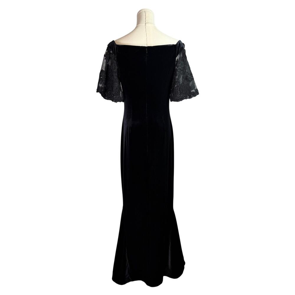 Rickie Freeman Teri Jon Black Sz 8 Velvet Lace Mermaid Gown 8 Black Tie Formal - Picture 7 of 10
